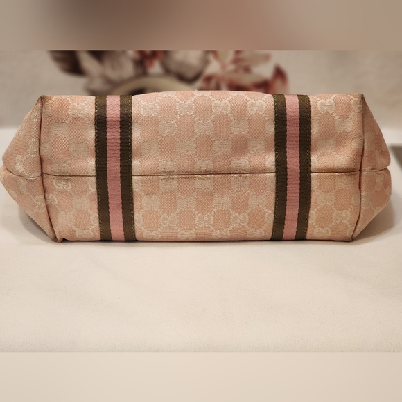 Gucci Pink GG Canvas & Leather Mini Jolicoeur Web Tote Vintage Gucci Sherry Line - Picture 4 of 10
